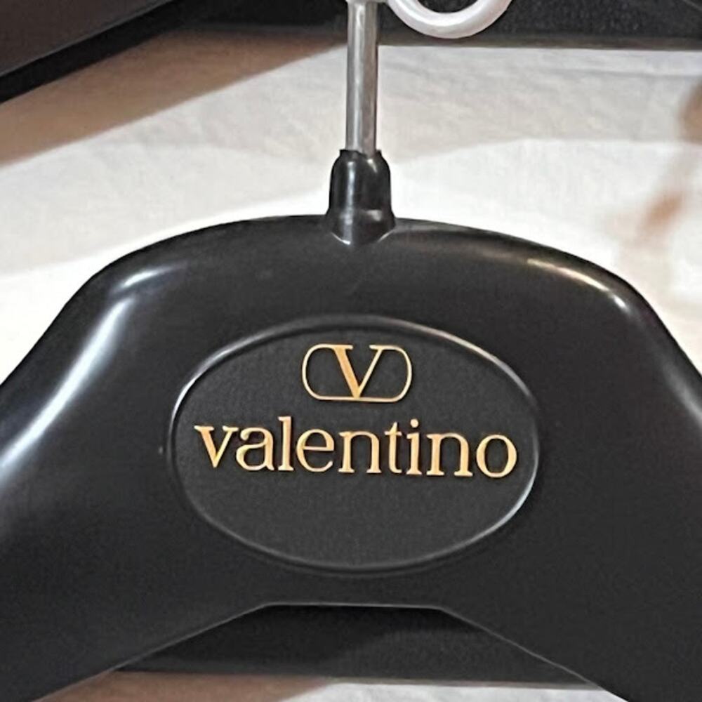 Vintage Valentino Black and Gold 16.5" Plastic Hangers Set of 4